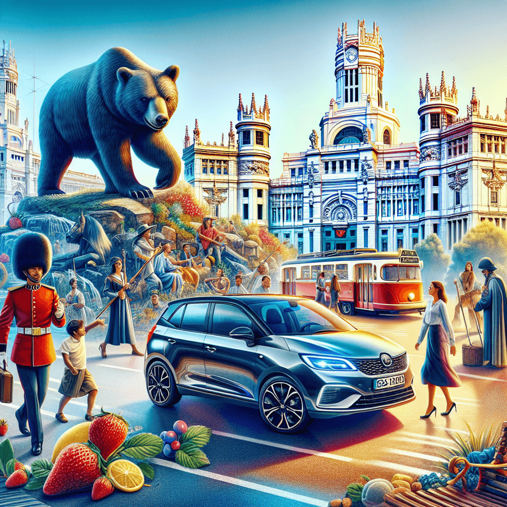 City car in vibrant and lively Madrid setting
