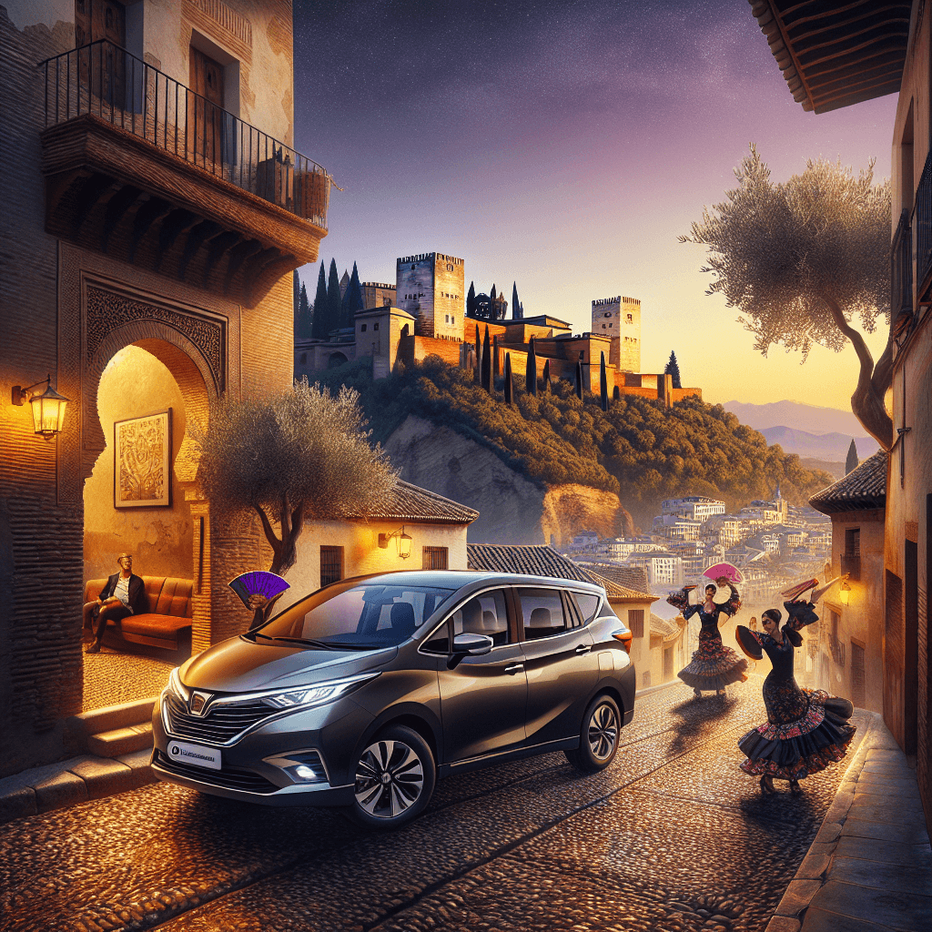 Auto in città, Alhambra, ballerini flamenco, ulivi, Sierra Nevada